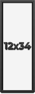 12x34 Shadow Box Frame Black | 1 Inch Deep Solid Wood Shadowbox Display Frame | UV Resistant Acrylic Plexiglass, Acid Free Backing, and Hanging Hardware | Dugan Picture Frame Style