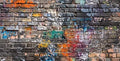 Graffiti Brick Wall Aquarium Background, Art Graffiti Theme Brick Wall Fish Tank Background, Cool Brick Wall Terrarium Background 48X24IN with 8 EVA Double-Sided Tape
