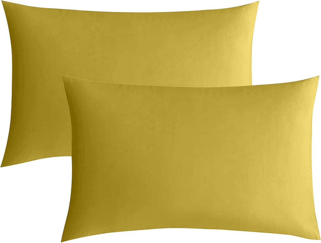 JELLYMONI Pillowcases Standard Set of 2 Cotton Envelope Pillow Covers Ginger 20×26in Bed Pillow Cases 100% Washed Cotton Soft Breathable (Pillows are not Included)