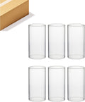 WGVI Hurricane Candle Holder Sleeve, Wide 5", Height 8", Clear Glass Cylinder Candleholder, Chimney Tube, Open Ended Candle Shade, 6 Pieces Bulk