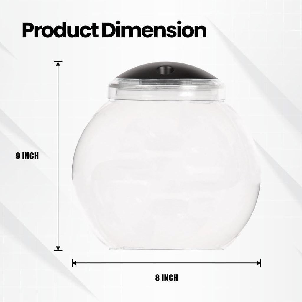 Koller Products 1-Gallon Globe Fish Bowl, Impact- Resistant Plastic Aquarium Starter Kit with LED Lighting, Built-in Timer, Crystal-Clear Clarity, Desktop Fish Tank for Home Décor