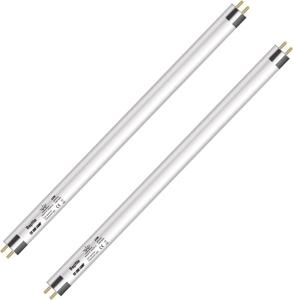 T8 UVB Reptile Lamp, 2-Pack 15W 10.0 UVB Light Bulbs, German Raw Material Fluorescent Lamp, Liner UVB Tube for Desert-Dwelling Reptiles, Bearded Dragon UVB Light 18 inches