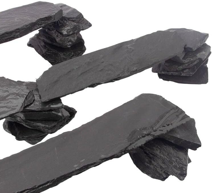 CFKJ [18 Pounds] Natural Slate Stone Rocks, Mix of Rocks About 2 to 5 inches and 4 Piece 8 inches Slate Stone Rocks for Aquascaping, Aquariums, Terrariums, Amphibian Enclosures