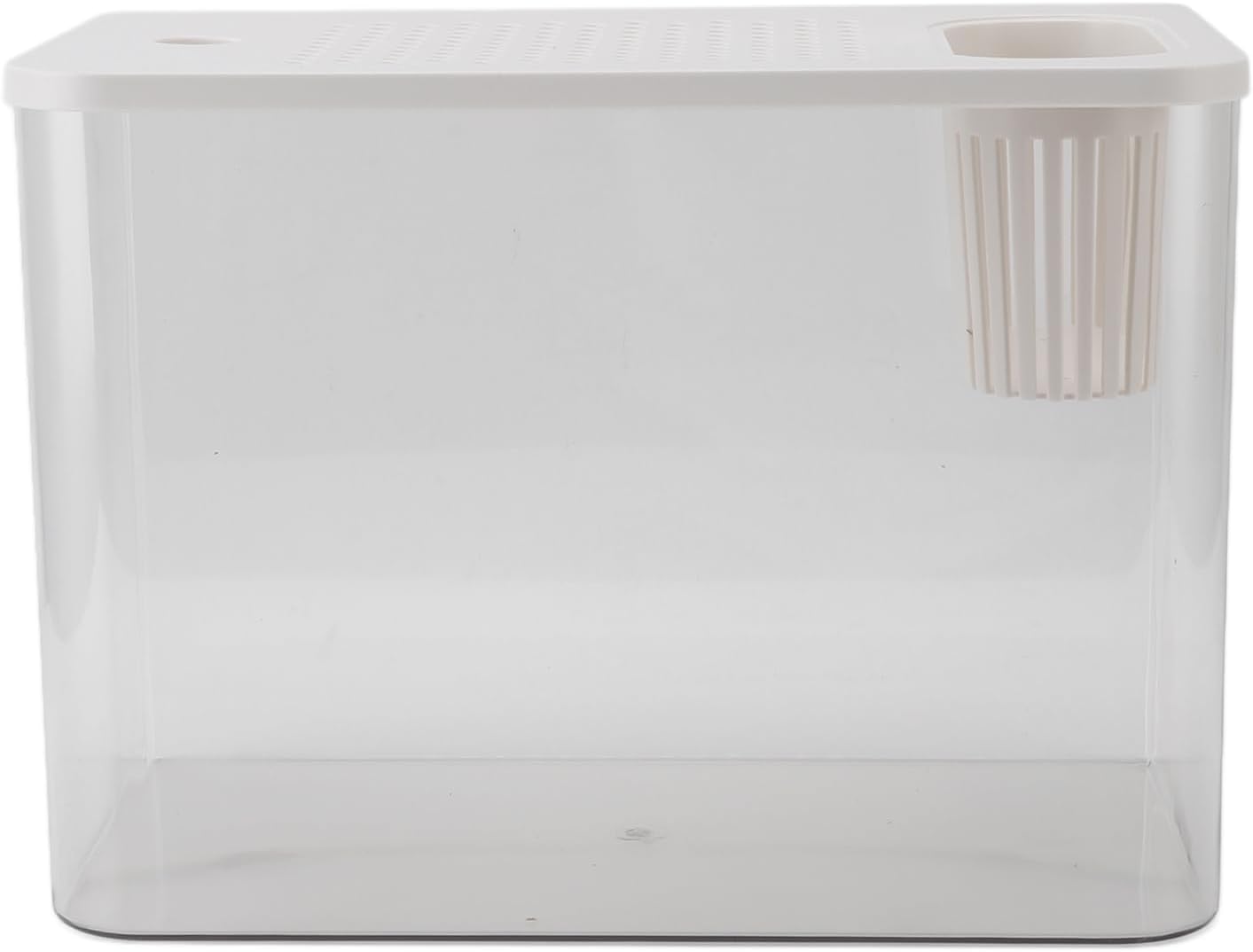 Small Fish Tank Plastic Clear Ecological Desktop Aquarium Miniature Design Space Saving for Goldfish Shrimp Betta Fish Turtle Living Room Desktop 12.4 Inch (White)