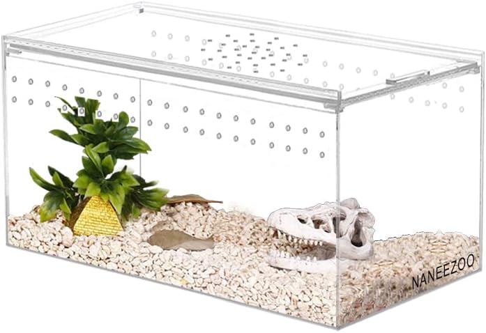 NANEEZOO Magnetic Acrylic Reptile Terrarium Enclosure, 8" x 4" x 4" Reptile Insect Breeding Box for Small Reptiles, Invertebrates, Mantis, Spider, Cricket, Tarantula