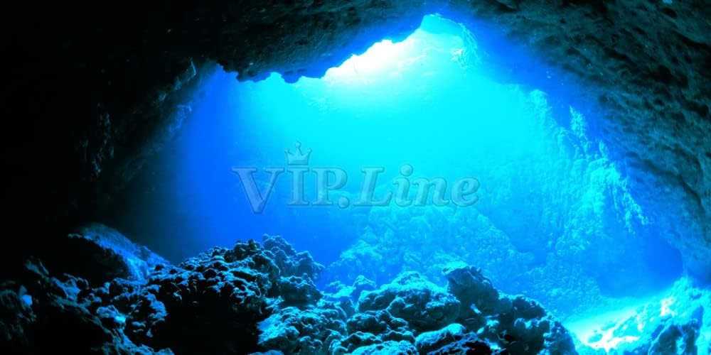 Aquarium Background Poster Under Water Cave Sunlight Fish Tank Backdrop Decorations PVC Fish Tank Background (48" x 30"/ 122 x 76cm)