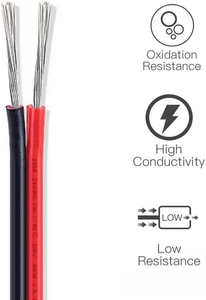 RV Light Extension Cable Wire Cord for Led Interior Light Bar Strip Lights, 66ft 22awg Wires for RV Camper Motorhome Travel Trailer Cargo Van Cabinet Ceiling Dome Awning Porch underglow Light