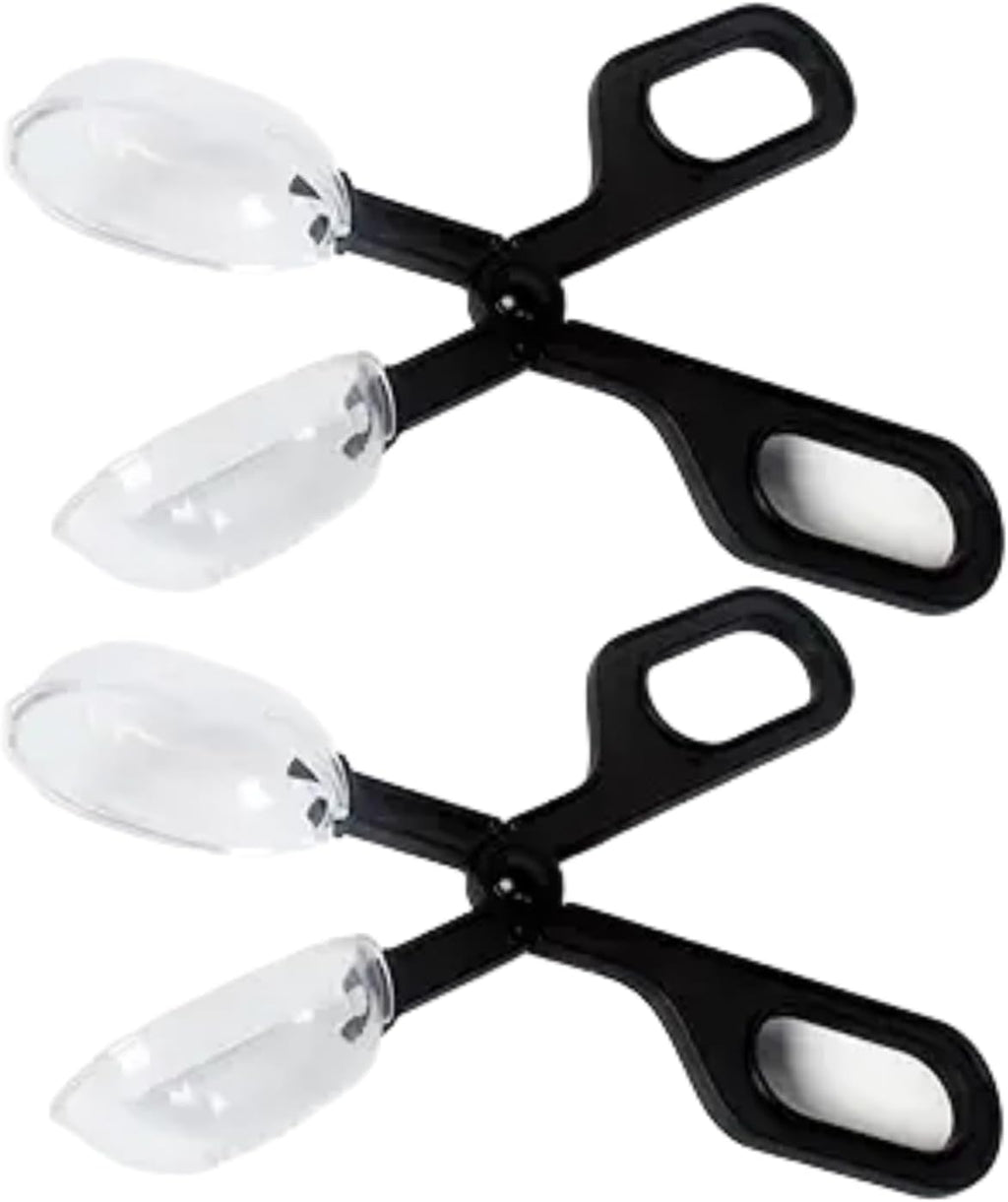 2Pcs Black Reptiles Feeding Scooper Poop Cleaning Clamp Spoon-shaped Tips Feeder Tweezers Aquarium Tank and Terrarium Cleaning Tool, For Lizard Tarantulas Reptile Supplies Reptiles and Amphibians