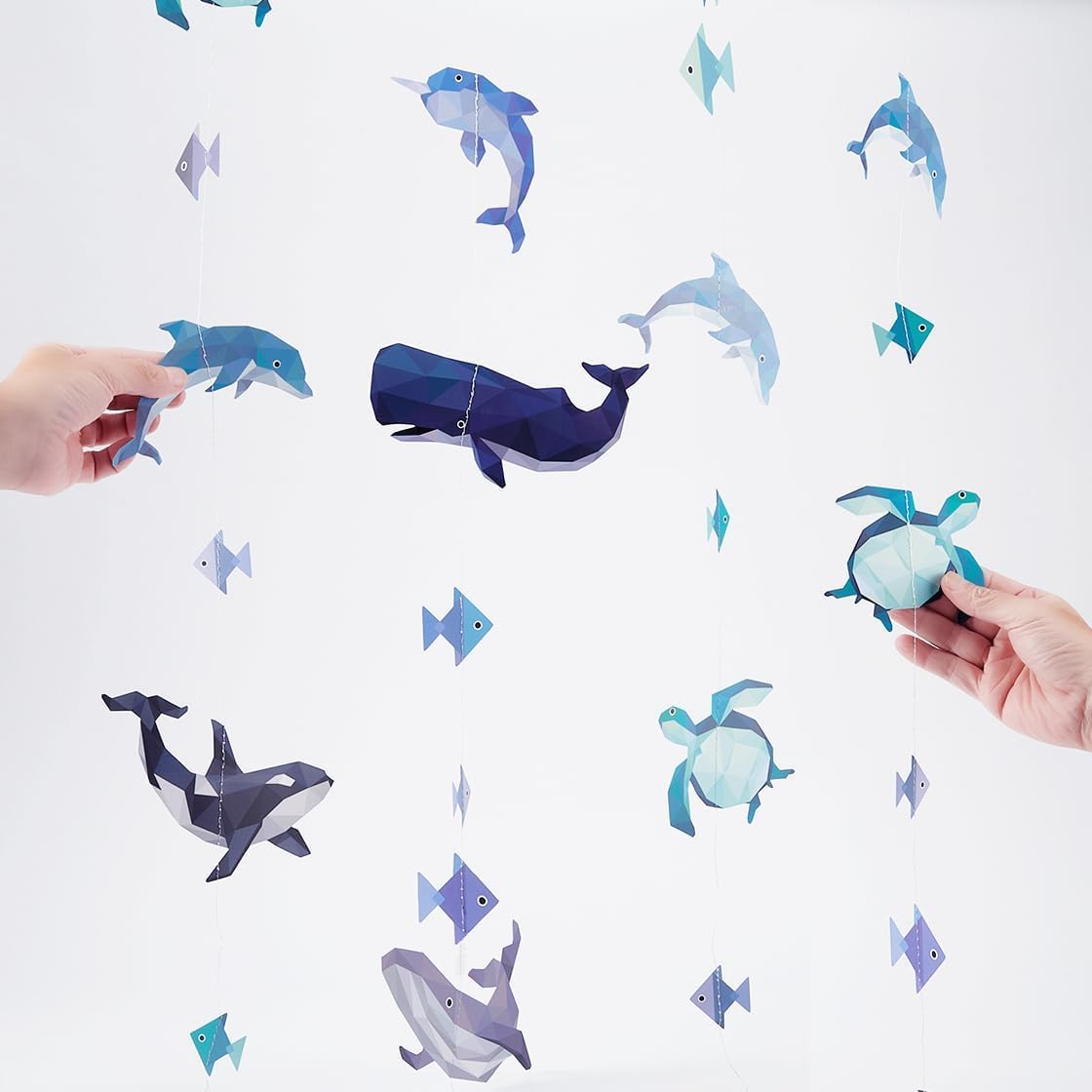 Cheerland Under The Sea Party Decorations Sea Creature Garland Hanging Geometric Nautical Whale Turtle Orca Garland Ocean Party Supplies Marine Life Decor for Baby Shower Birthday Aquarium Classroom
