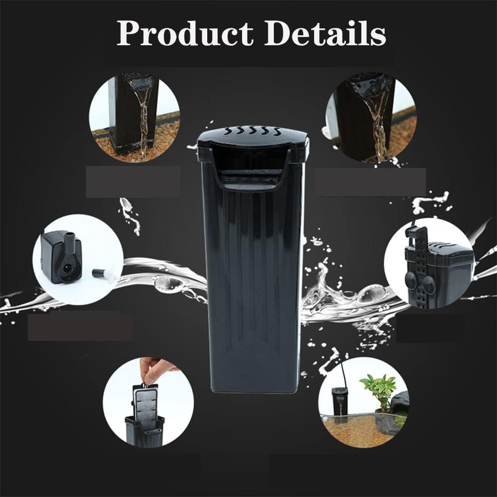 Aquarium Filter Fish Tank Filter for Turtle Tanks, Reptiles, Amphibians, Frog, Cichlids, Newt or Fish Tank Waterfall Flow Water Clean Pump (Black Filter)