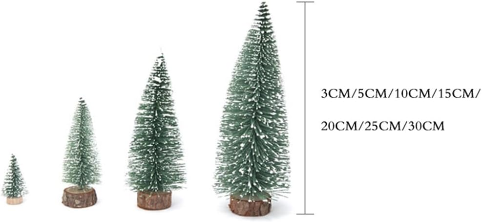 10Pcs Mini Christmas Trees, Bottle Brush Trees with Wood Base Sisal Snow Pine Trees for XmasTable Top Decor Winter Crafts Ornaments