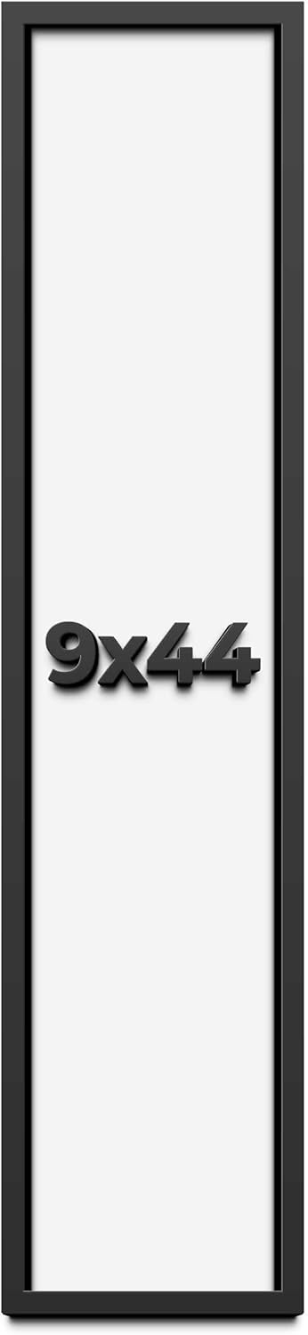 9x44 Shadow Box Frame Black | 1 Inch Deep Solid Wood Shadowbox Display Frame | UV Resistant Acrylic Plexiglass, Acid Free Backing, and Hanging Hardware | Dugan Picture Frame Style