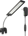 Aquarium Light Small LED Clip Light for Fish Tank 7W with Timer&Dimmer, 1 Yr Warranty