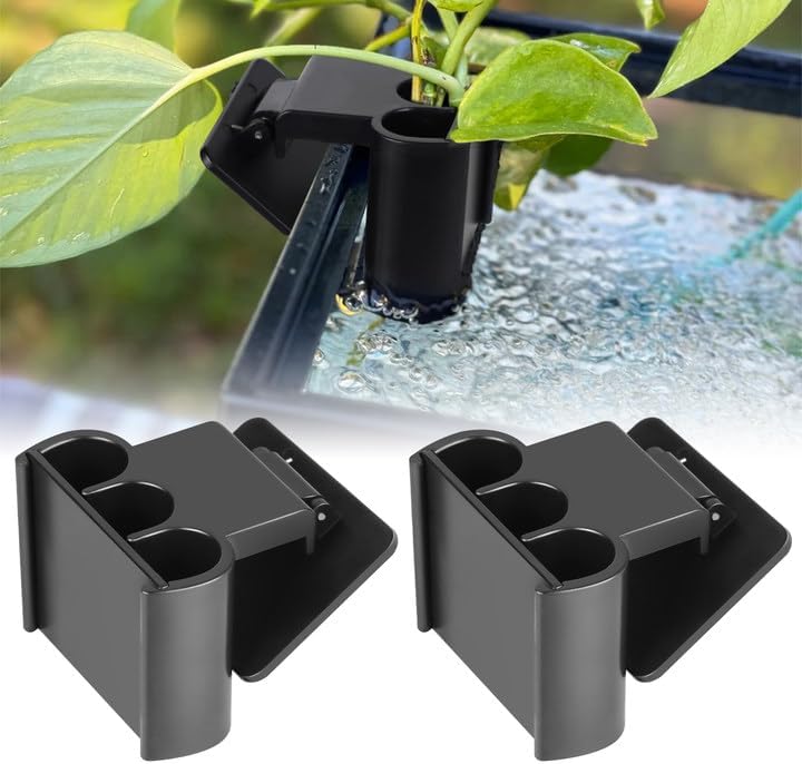 2 Pack Hanging Aquarium Plant Holder – 3 Holes Aquatic Plant Cups, Fish Tank Holder for Aquatic Plants, Ideal for Aquarium Tank Decoration(Black)