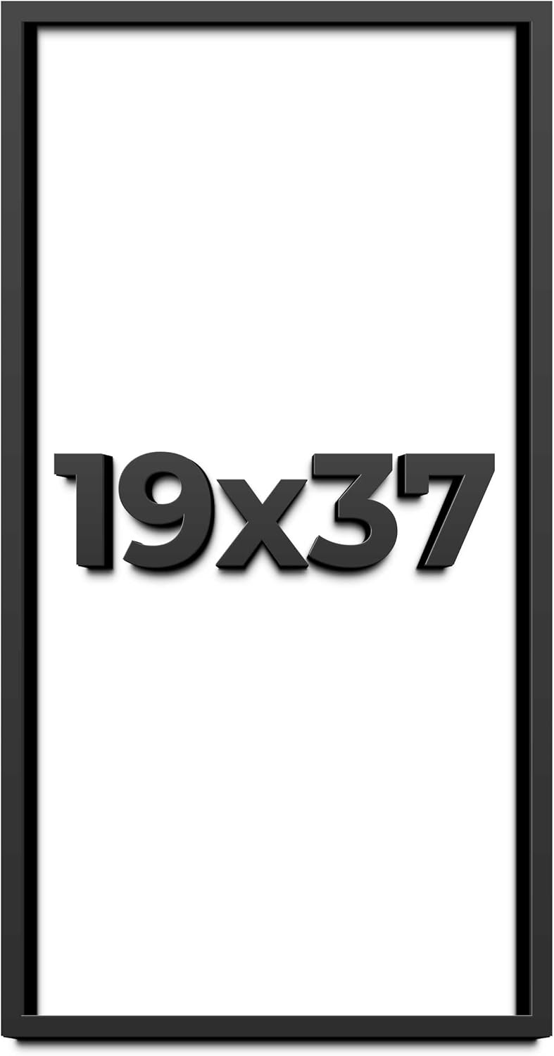 19x37 Shadow Box Frame Black | 1 Inch Deep Solid Wood Shadowbox Display | UV Resistant Acrylic Plexiglass, Acid Free Backing, Hanging Hardware | Dugan Picture Frame Style