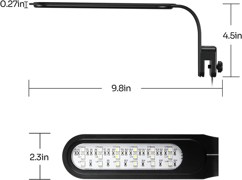 REPTI ZOO 5W Reptile Terrarium Light Fixture, Day and Night LED Clip Light for Reptile Tank, Full Spectrum White Bule Red Lights, 7 Light Modes Clamp Lamp