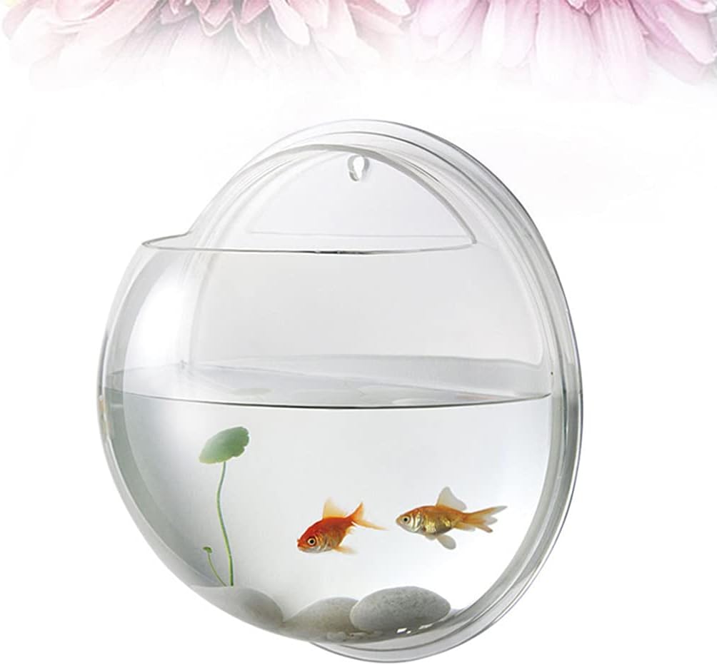 Alipis Wall Mounted Acrylic Fish Tank 5.9 Inch Hanging Fish Bowl for Betta Decorative Wall Aquarium with Plant Terrarium Style for Living Room