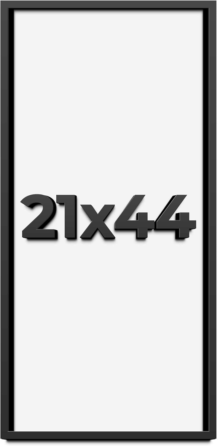 21x44 Shadow Box Frame Black | 1 Inch Deep Solid Wood Shadowbox Display Frame | UV Resistant Acrylic Plexiglass, Acid Free Backing, and Hanging Hardware | Dugan Picture Frame Style