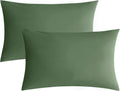 JELLYMONI Pillowcases King Set of 2 Cotton Envelope Pillow Covers Green 20×40in Bed Pillow Cases 100% Washed Cotton Soft Breathable (Pillows are not Included)