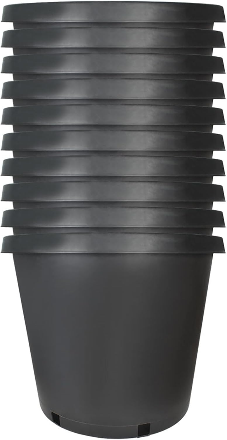 10 Pack 15 Gallon Black Plastic Garden Planter Pots Flower Seedling Container for Indoor Outdoor Plants Seedlings Flowers Vegetables Seedling Cuttings Succulents Transplanting