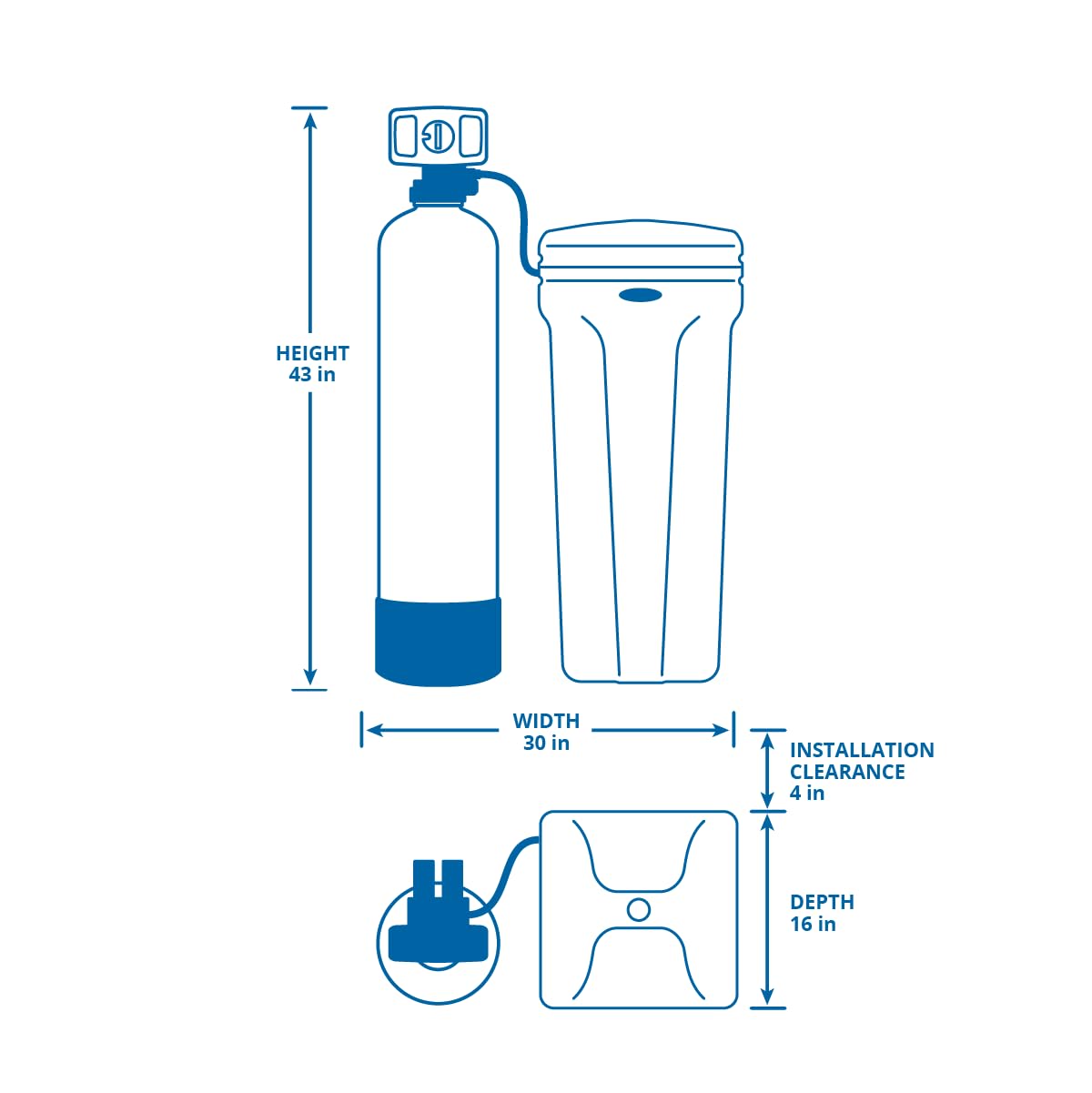 Aquasana SimplySoft® 40,000 Grain Water Softener - Whole House Hard Water Reduction - Base Tank & Cabinet System WH-SF40-BASE