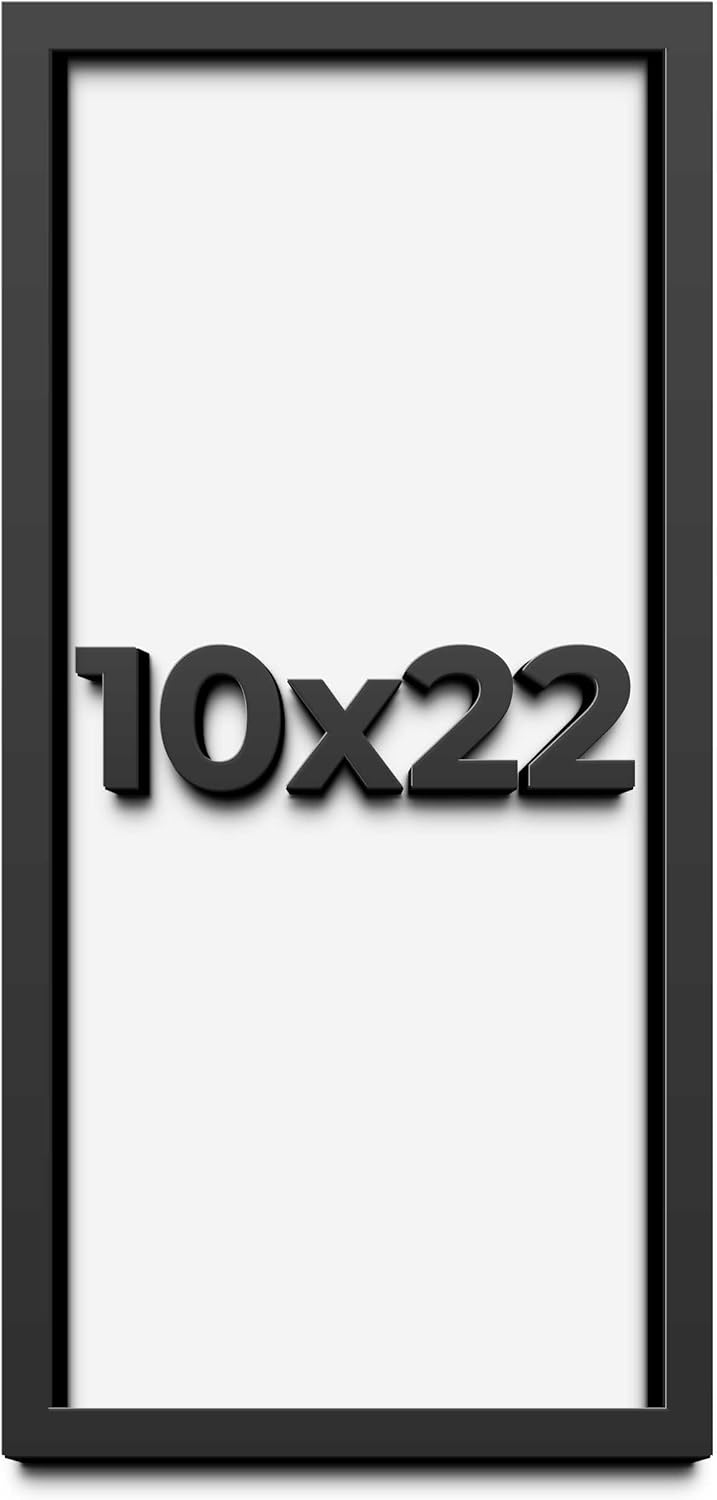 10x22 Shadow Box Frame Black | 1 Inch Deep Solid Wood Shadowbox Display Frame | UV Resistant Acrylic Plexiglass, Acid Free Backing, and Hanging Hardware | Dugan Picture Frame Style