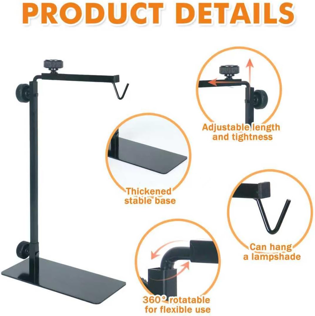 Adjustable Metal Reptile Lamp Stand – Versatile Floor Light Holder for Terrarium Heat Lamps & Dome Shades, Perfect for Glass Reptile Enclosures & Heating Bulbs.