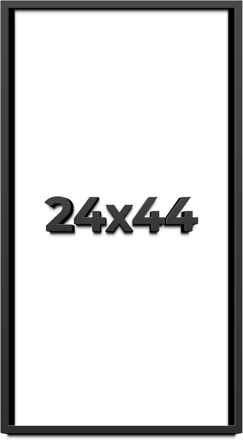 24x44 Shadow Box Frame Black | 1 Inch Deep Solid Wood Shadowbox Display Frame | UV Resistant Acrylic Plexiglass, Acid Free Backing, and Hanging Hardware | Dugan Picture Frame Style