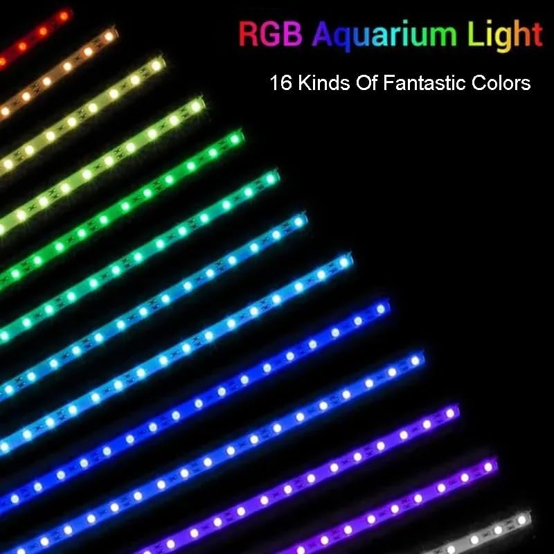 Submersible Aquarium Light,LED Aquarium Air Bubble Light,RGB Color Changing Brightness Adjustable Timing Waterproof Remote Control Fish Tank Light Bar,Aquarium Light Bubbler Wall,11inch