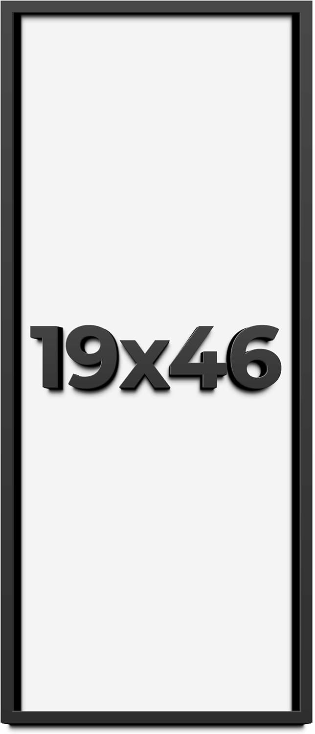 19x46 Shadow Box Frame Black | 1 Inch Deep Solid Wood Shadowbox Display | UV Resistant Acrylic Plexiglass, Acid Free Backing, and Hanging Hardware | Dugan Picture Frame Style