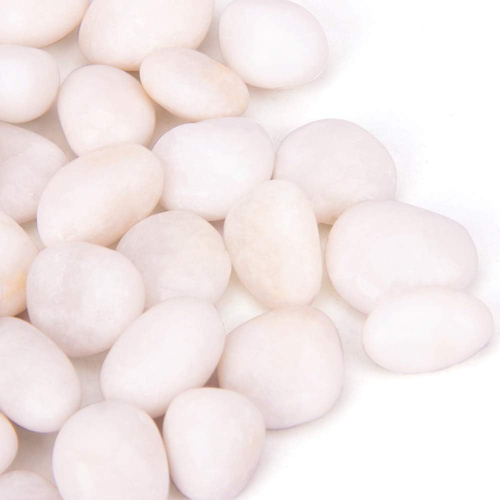 18 Pounds White Decorative Pebbles River Rock Aquarium Gravel,Garden Ornamental Pebbles, Natural Polished Decorative Gravel,White Decorative Stones,Decor Pebbles,Pebbles for Landscaping (White)