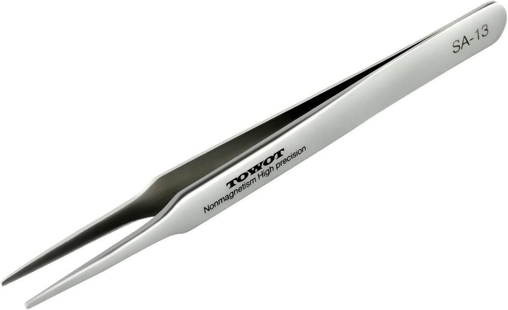 Precision Tweezers, Stainless Steel Pointed Tweezers for Craft, Electronics, Soldering, Experimental Work, Jewelry-Making, Non-Magnetic Industrial Tweezers by TOWOT