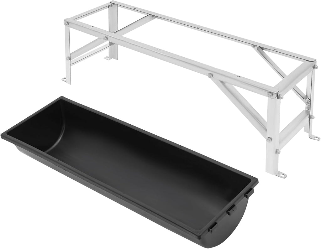 39.4" Long Feeding Trough, 9.3 Gal Livestock Trough Galvanized Sheet Feeder Trough for Horse Goat Sheep Cattle Cow Alpaca (Black)