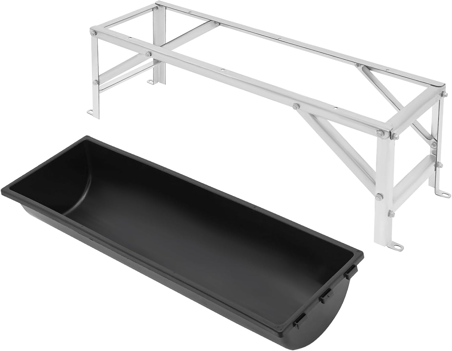 39.4" Long Feeding Trough, 9.3 Gal Livestock Trough Galvanized Sheet Feeder Trough for Horse Goat Sheep Cattle Cow Alpaca (Black)