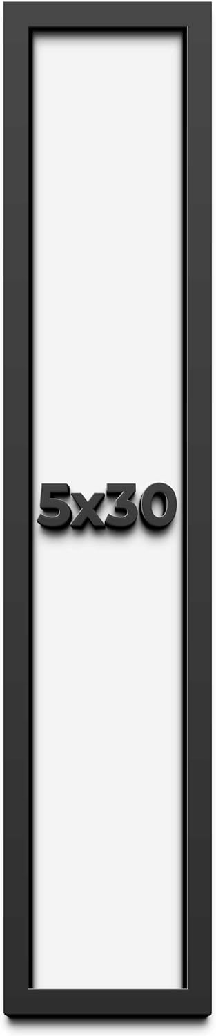 5x30 in Shadow Box Frame Black | 1 Inch Deep Solid Wood Shadowbox Display Frame | UV Resistant Acrylic Plexiglass, Acid Free Backing, and Hanging Hardware | Dugan Picture Frame Style