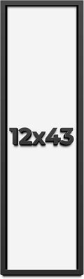 12x43 Shadow Box Frame Black | 1 Inch Deep Solid Wood Shadowbox Display Frame | UV Resistant Acrylic Plexiglass, Acid Free Backing, and Hanging Hardware | Dugan Picture Frame Style