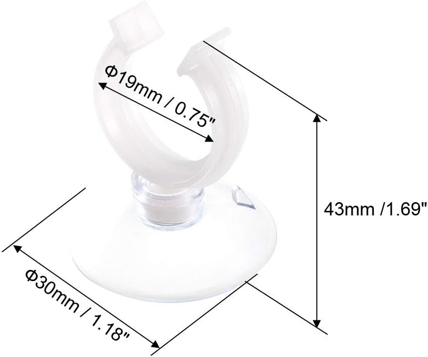 uxcell Aquarium Suction Cup Clips Airline Tube Holders Clamps for Fish Tank Clear 19mm 6Pcs