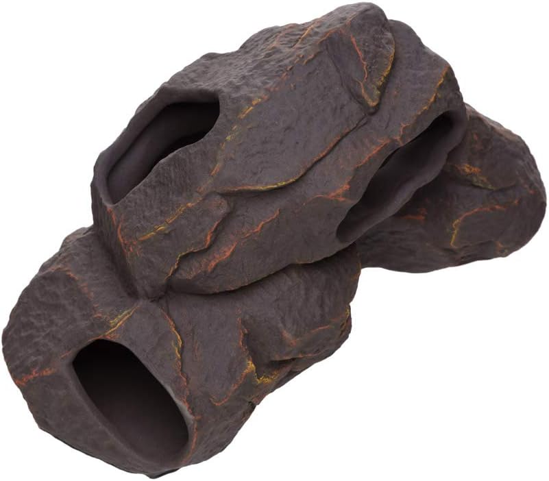 Plecoceramics Aquarium Ceramic Decorations Cave Betta Stone Decor - Aquarium Fish Tank Hideway Decor for breeding Cichlids Plecos Betta Toys Hideout (Magma Rock)