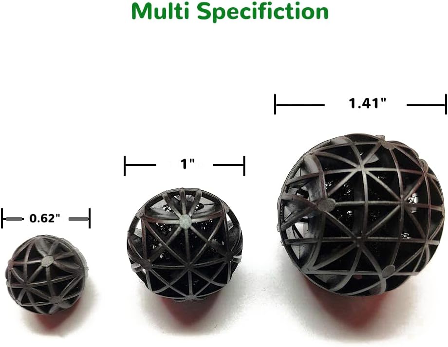 J-star 200pcs 1-Inch Aquarium Bio Balls Filter Media, Aquarium Fish Tank Filter Media, Pond Media Filter Balls with Media Bags