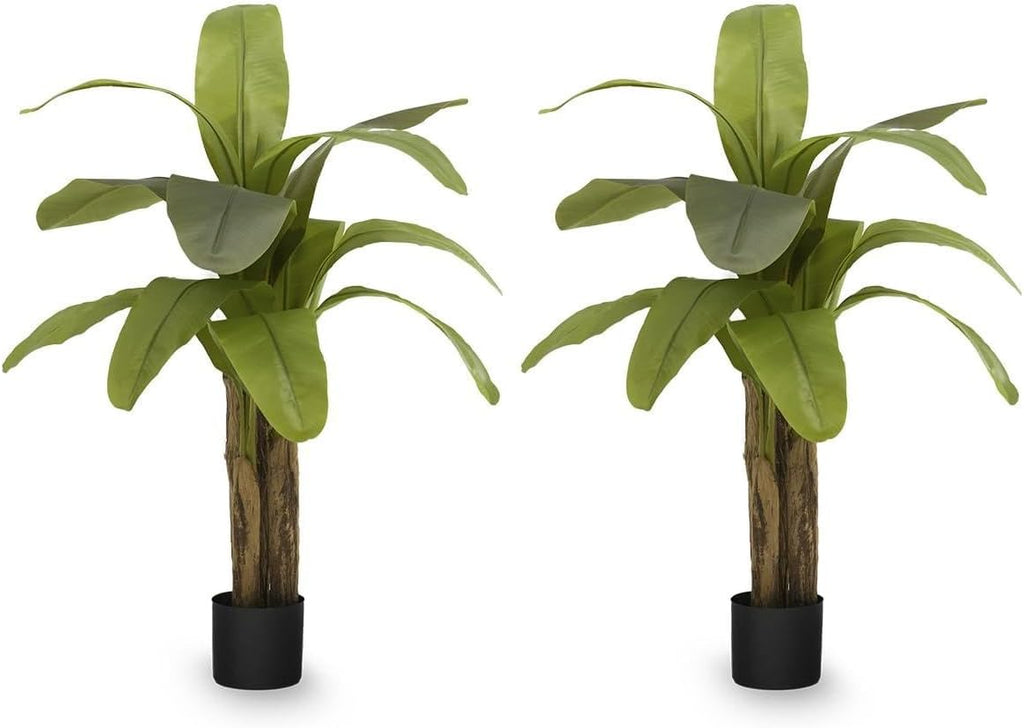 Maia Shop 2 Pack, 4ft Artificial Banana Tree Plant for House, Apartment or Office – Realistic Fake Indoor Plants for Living Room, Kitchen, Bedroom, Entryway or Bathroom