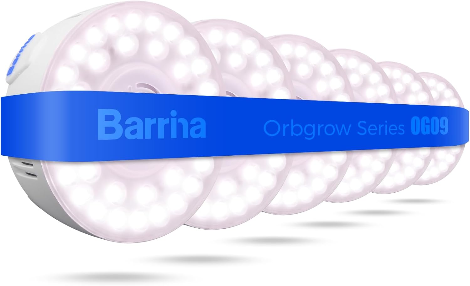 Barrina Orbgrow OG09 Puck LED Grow Light, Pinkish White 54W(6 x 9W, 810 Watt Equiv), Plant Lights for Indoor Plants Full Spectrum, Magnetic & Linkable, Small Grow lamp for Plant Shelf, 6 Packs