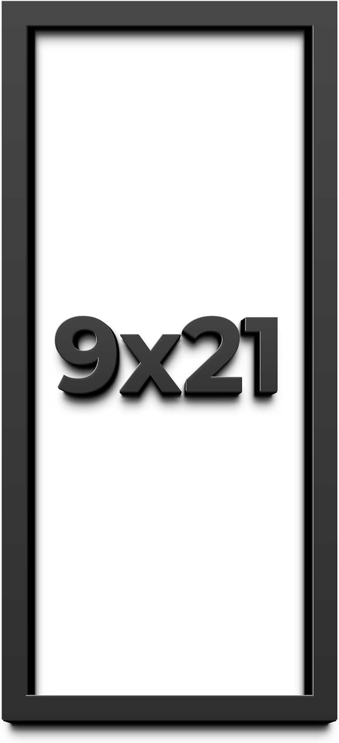 9x21 Shadow Box Frame Black | 1 Inch Deep Solid Wood Shadowbox Display Frame | UV Resistant Acrylic Plexiglass, Acid Free Backing, and Hanging Hardware | Dugan Picture Frame Style