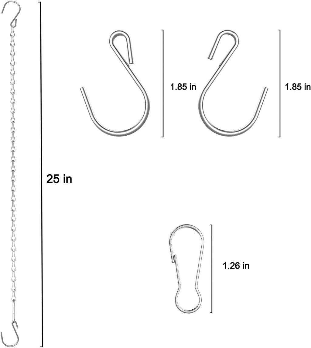 Adjustable Hanging Chain with Hooks, 25 Inch, Silver