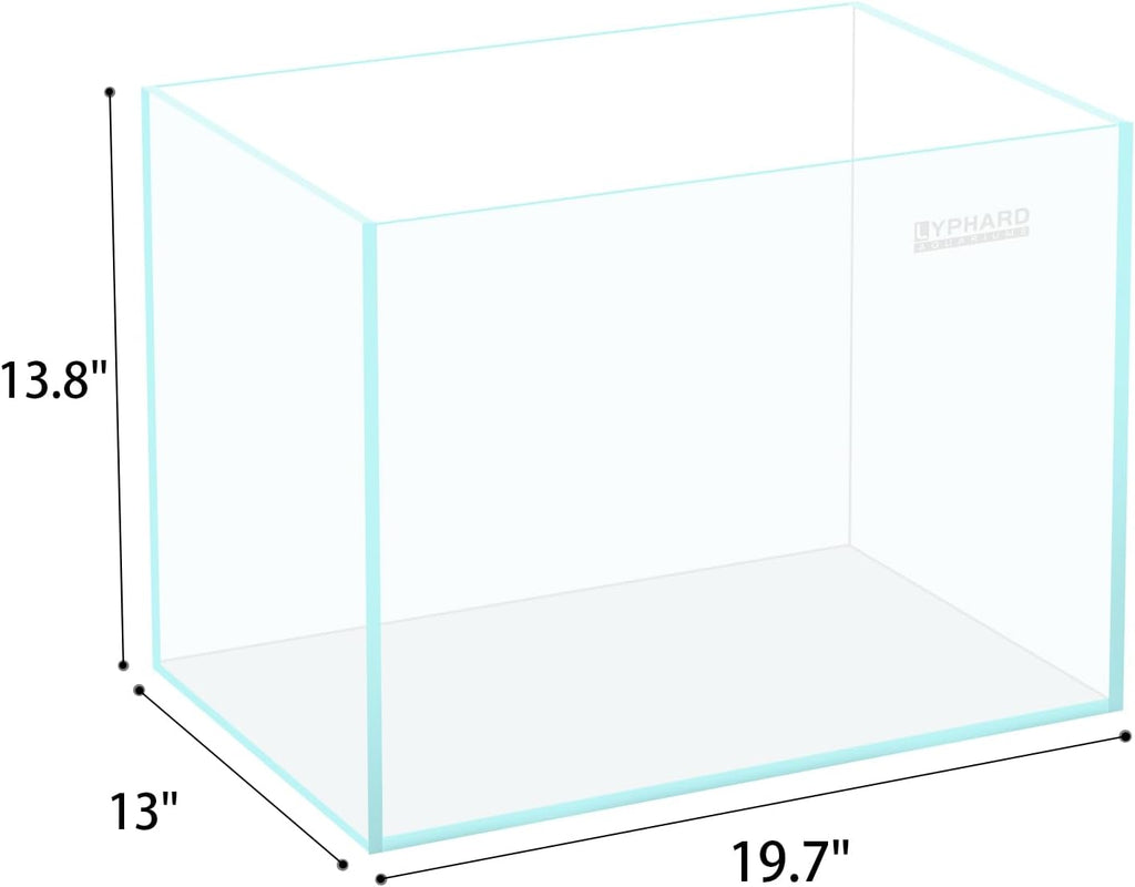 LYPHARD AQUARIUMS 15 Gallon Rimless Aquarium, Ultra Clear Glass Low Iron Rectangular Fish Tank L19.6×W13×H13.8 Inches Thickness 6mm with EVA Foam Mat Included
