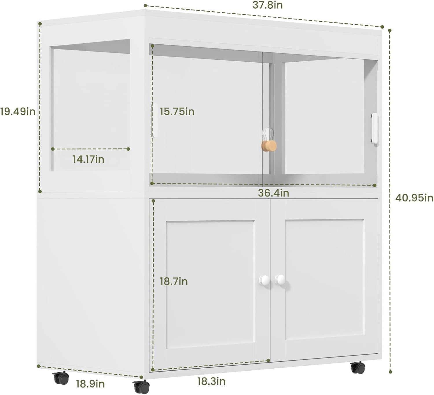 60 Gallon Reptile Terrarium with Storage – Mobile Reptile Tank with Wheels, Sliding Door & Mesh Roof – Ideal Enclosure for Geckos, Snakes & Lizards