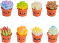 8 Pcs Succulent Planter Mini Resin Figurines with Smiley Face Flowerpots - Tiny Potted Flowers for Dollhouse Accessories, Courtyard, DIY Crafts, Desk, Car & Home Office Decorations