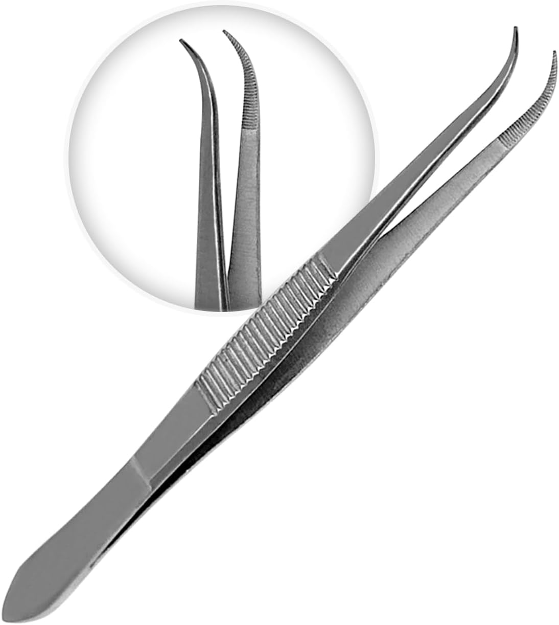 Splinter Forceps - Fine Point - Tweezers Stainless Steel Straight & Curved (curved 5")