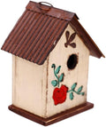 Bird House Wooden Carved Floral Birdhouse with Hanging,White Hanging Bird House for Outside