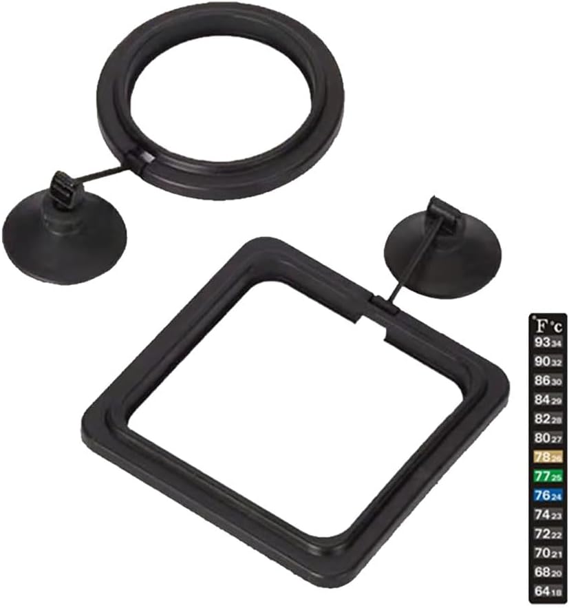 2pcs Feeding Fish Ring Set, Fish Food Feeder +Thermometer Strip, Tank Decor, Aquarium Tank Accessories for Floating Foods, for Betta, Guppy, Goldfish Etc