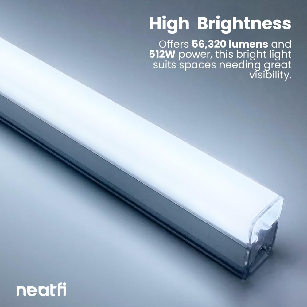 Neatfi LED Garage Lights, 56,320 Lumens, 6500K, 512W, Ultra-Bright Ceiling Lighting for Auto Shops, Car Detailing, Barber Shop, Beauty Salon, Warehouse, Basement, and Gym (Diamond Grid, White)